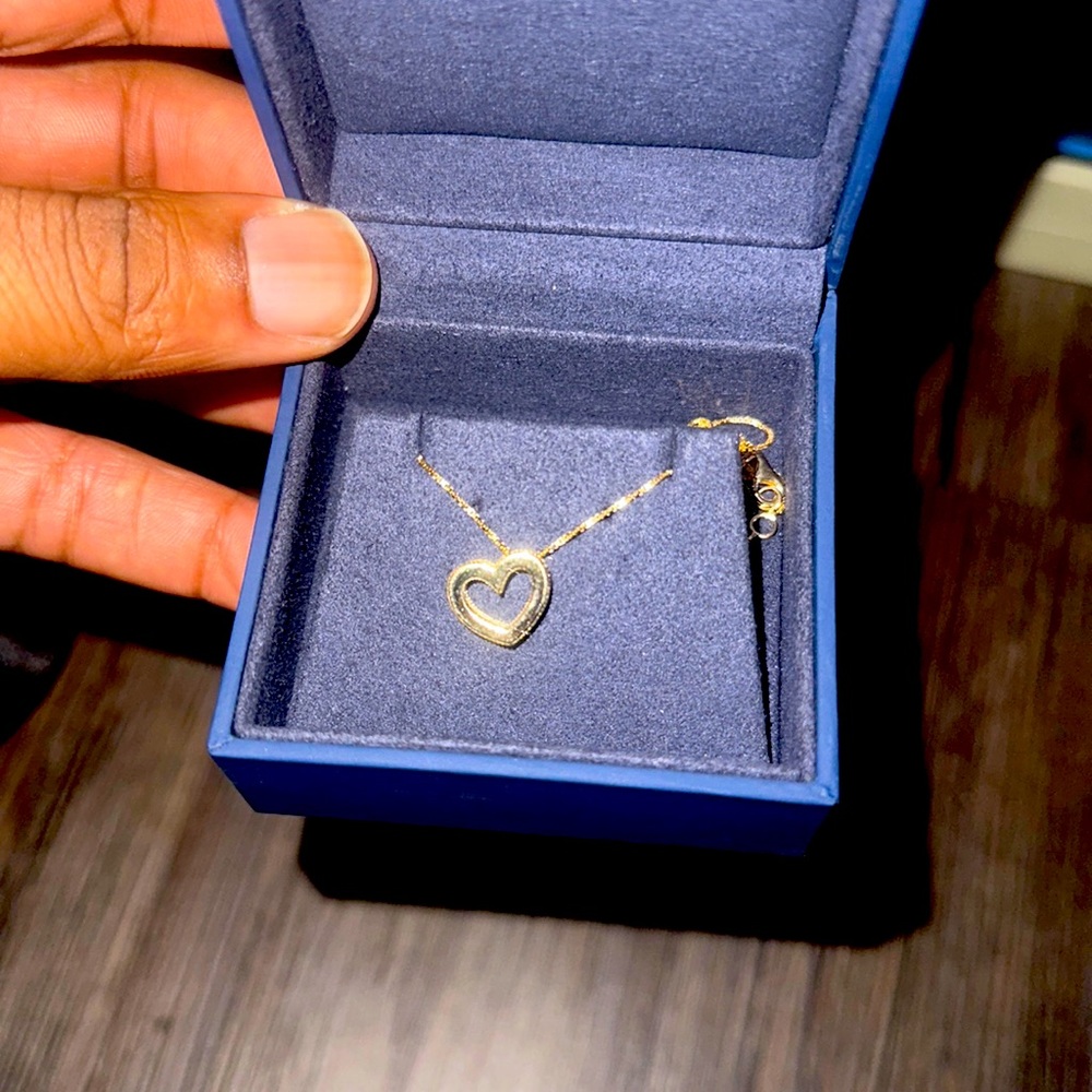 14k gold 3D heart pendant necklace